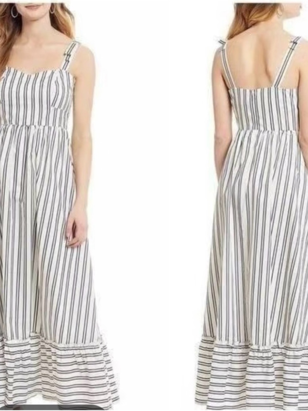 Gianni Bini White Maxi Dress with Black Stripes